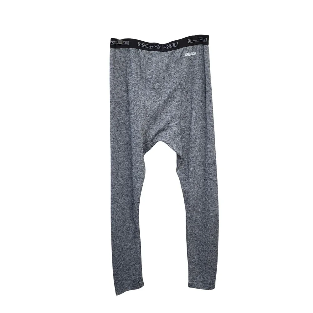 Omni-Wool Mens Thermal Base Layer Leggings‎ Heather Grey Wool Blend Large Winter